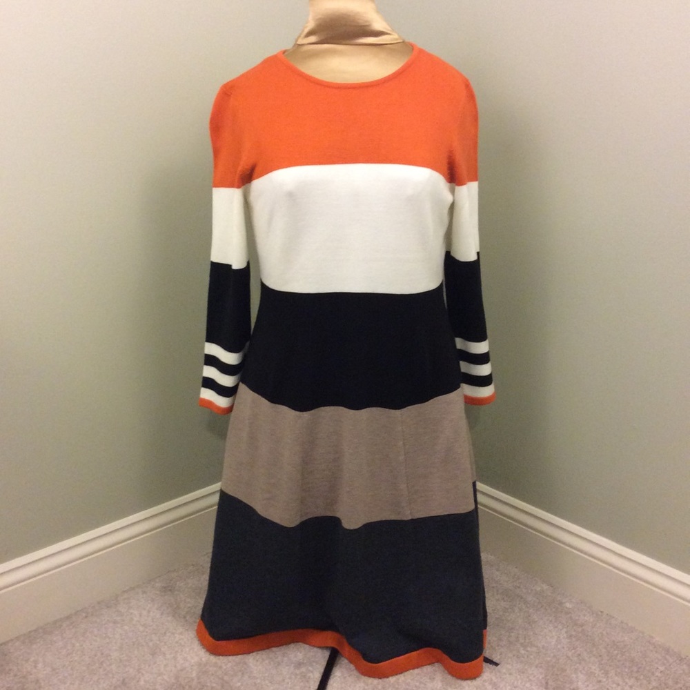 J. Howard Striped Color-block Knit Sweater Dress